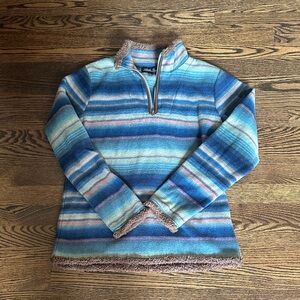 North River Cozy Blue Striped Quarter-Zip Fleece